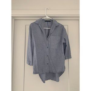 Zara Womens Blue Button Down Shirt Medium
